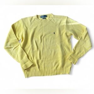 Polo Ralph Lauren Soft Yellow Crewneck Sweater 100% Cotton Size Medium